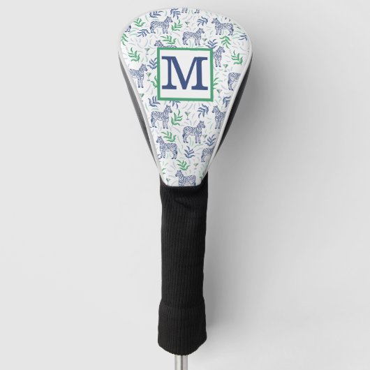 Preppy White Zebra Martini Monogram Golf Headcover (Vorderseite)
