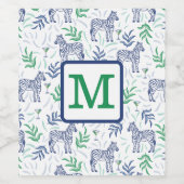 Preppy White Zebra Martinis Green Monogram Weinetikett (Einzelnes Label)
