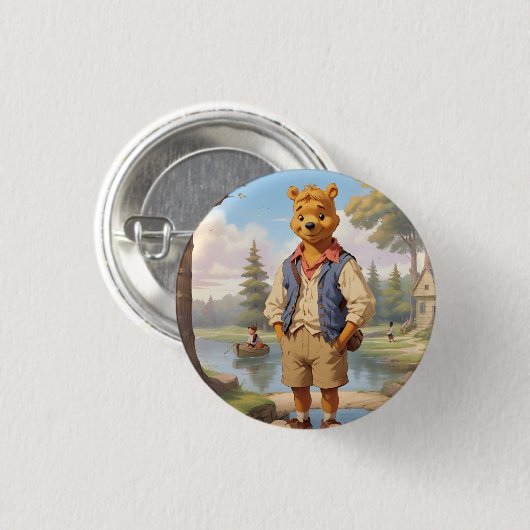 Preppy Winnie the Pooh 1 Button (Vorne & Hinten)