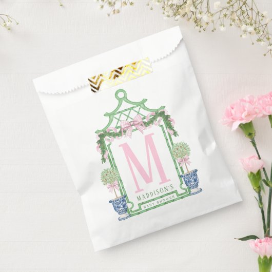 Preppy Wreath mit Pink Gingham Bow | Babyparty Geschenktütchen (Versiegelt)