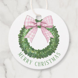 Preppy Wreath mit Pink Gingham Bow Geschenkanhänger