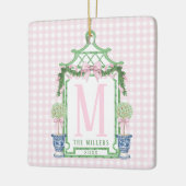 Preppy Wreath mit Pink Gingham Bow Keramikornament (Links)