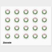 Preppy Wreath mit Pink Gingham Bow Runder Aufkleber (Blatt)
