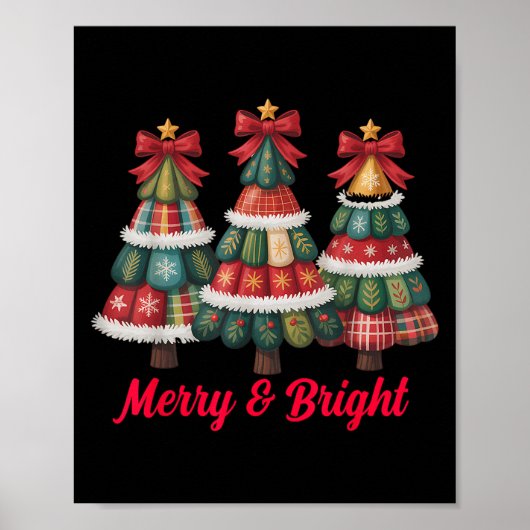 Preppy Xmas Coquette Bow Lace Merry Bright Christm Poster (Vorne)