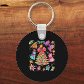 Preppy Xmas Coquette Bow Lace Merry Bright Christm Schlüsselanhänger (Vorderseite)