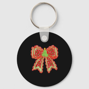 Preppy Xmas Coquette Bow Lace Merry Bright Christm Schlüsselanhänger