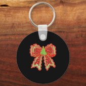 Preppy Xmas Coquette Bow Lace Merry Bright Christm Schlüsselanhänger (Vorderseite)