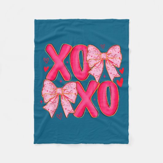 Preppy Xoxo Coquette Bow Hearts Valentine's Day Wo Fleecedecke (Vorderseite)