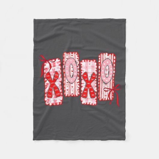 Preppy Xoxo Coquette Bow Hearts Valentine's Day Wo Fleecedecke (Vorderseite)