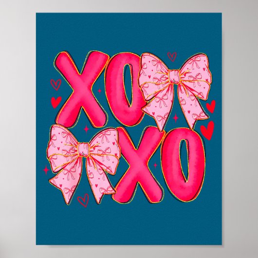 Preppy Xoxo Coquette Bow Hearts Valentine's Day Wo Poster (Vorne)