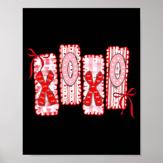 Preppy Xoxo Coquette Bow Hearts Valentine's Day Wo Poster (Vorne)