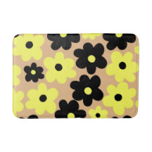 Preppy Yellow Black Floral Simple Blume Pattern