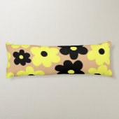 Preppy Yellow Black Floral Simple Blume Pattern Seitenschläferkissen (Rückseite)