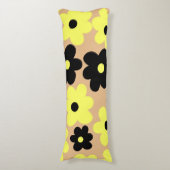Preppy Yellow Black Floral Simple Blume Pattern Seitenschläferkissen (Vorderseite Vertikal)