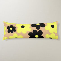 Preppy Yellow Black Floral Simple Blume Pattern