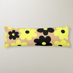 Preppy Yellow Black Floral Simple Blume Pattern Seitenschläferkissen