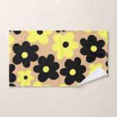 Preppy Yellow Black Hippie Blume Pattern Badhandtuch Set (Handtuch)