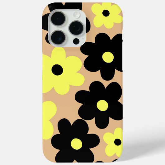 Preppy Yellow Black Hippie Blume Pattern Case-Mate iPhone Hülle (Rückseite)