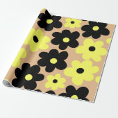 Preppy Yellow Black Hippie Blume Pattern Geschenkpapier (Ungerollt)