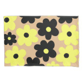 Preppy Yellow Black Hippie Blume Pattern Kissenbezug (Vorderseite)