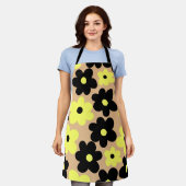 Preppy Yellow Black Hippie Blume Pattern Schürze (Getragen)