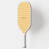 Preppy Yellow Orange Ish Gingham Kariert Pickleball Schläger (Links)