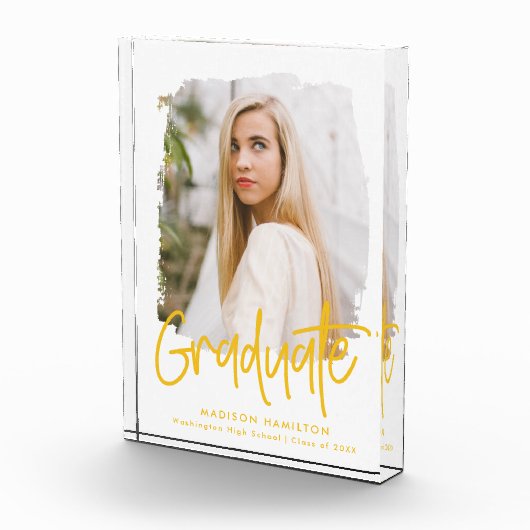 Preppy Yellow Script Abschluss Fotoblock (Rechts)