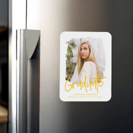 Preppy Yellow Script Foto Abschluss Magnet