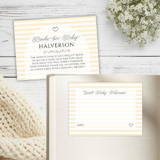 Preppy Yellow Stripes Baby Shower Book Request Begleitkarte