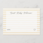 Preppy Yellow Stripes Baby Shower Book Request Begleitkarte (Rückseite)