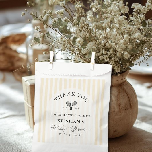 Preppy Yellow Tennis Chic Baby Dusche Danke Geschenktütchen