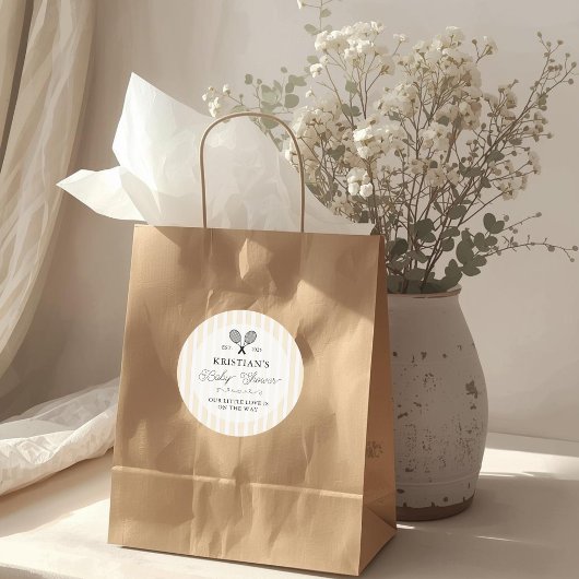 Preppy Yellow Tennis Theme Chic Baby Dusche Runder Aufkleber