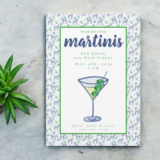 Preppy Zebra Martini White Martini Party Einladung