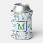 Preppy Zebra Martinis Green Monogram White Dosenkühler (Kanne Vorderseite)