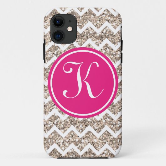 Preppy Zickzack im GoldGlitzer Case-Mate iPhone Hülle (Rückseite)