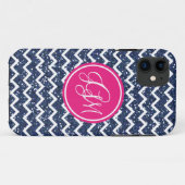 Preppy Zickzack im Marine-Glitzer Case-Mate iPhone Hülle (Rückseite (Horizontal))