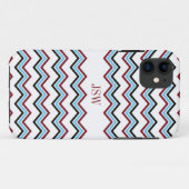 Preppy Zickzack Mustermonogramm des blauen Rotes Case-Mate iPhone Hülle (Rückseite (Horizontal))