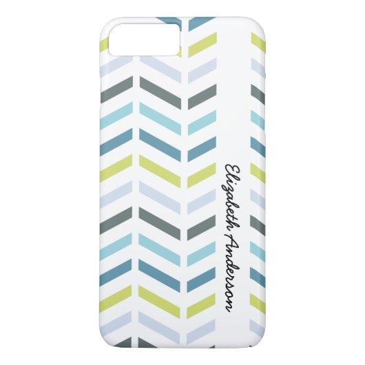 Preppy Zigzag Aqua und grüne Chevronen mit Namen Case-Mate iPhone Hülle (Rückseite)