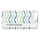 Preppy Zigzag Aqua und grüne Chevronen mit Namen Case-Mate iPhone Hülle (Rückseite (Horizontal))