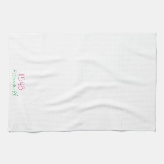 Preppy Zip Code Street-Adresse Personalisiert Geschirrtuch (Horizontal)