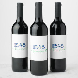 Preppy Zip Code Street Adresse Personalisiert Wine Weinetikett
