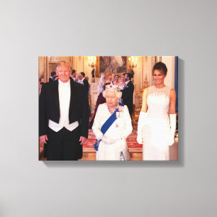 Pres u. 1. Dame Trump With Queen Elizabeth II Leinwanddruck