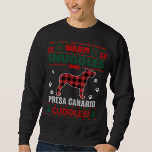 Presa Canario Dog Pet Red Kariert Xmas Ugly Christ Sweatshirt