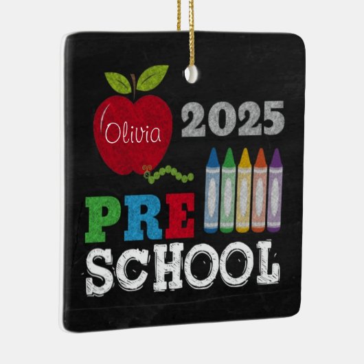Preschool 2025 Chalkboard Name Ornament (Rechts)
