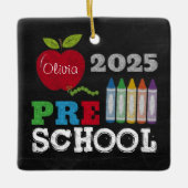 Preschool 2025 Chalkboard Name Ornament (Vorderseite)