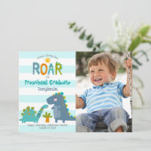 Preschool Abschluss Foto Dinosaurier Boy Fun Niedl Einladung (Stehend Vorderseite)