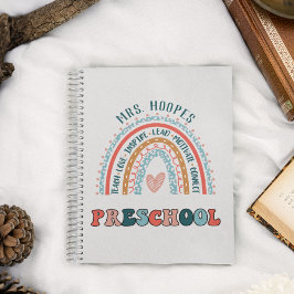 Preschool Boho Rainbow Heart Trendy Personalisiert Notizblock