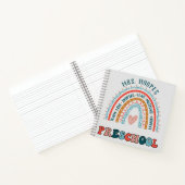 Preschool Boho Rainbow Heart Trendy Personalisiert Notizblock (Innenseite)