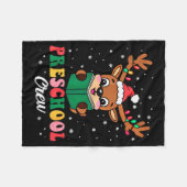 Preschool Crew Xmas Funny Reindeer Teacher Student Fleecedecke (Vorderseite (Horizontal))