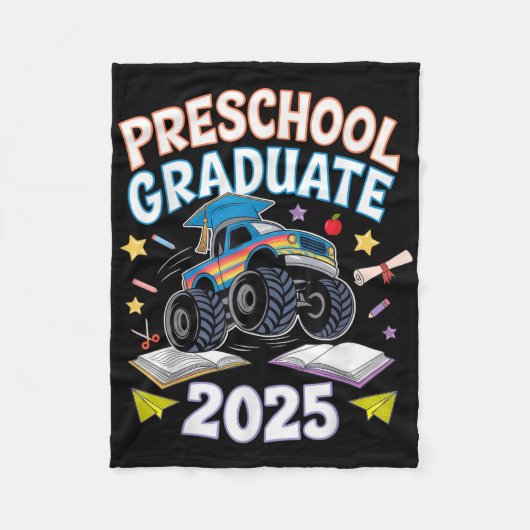 Preschool Graduation 2025 Monster Truck Graduate  Fleecedecke (Vorderseite)